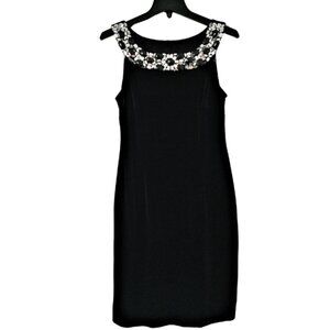 CONNECTED BLACK VELVET BEADED  DRESS, SZ.8P